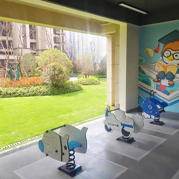 HPL211学校幼儿园卡通动物摇摇马 儿童公园广场塑料植物弹簧摇乐