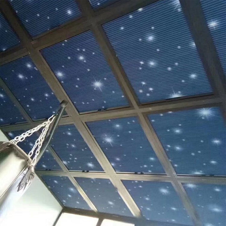 阳光房遮阳顶帘电动天棚帘隔热防晒顶棚手动全遮光蜂巢帘