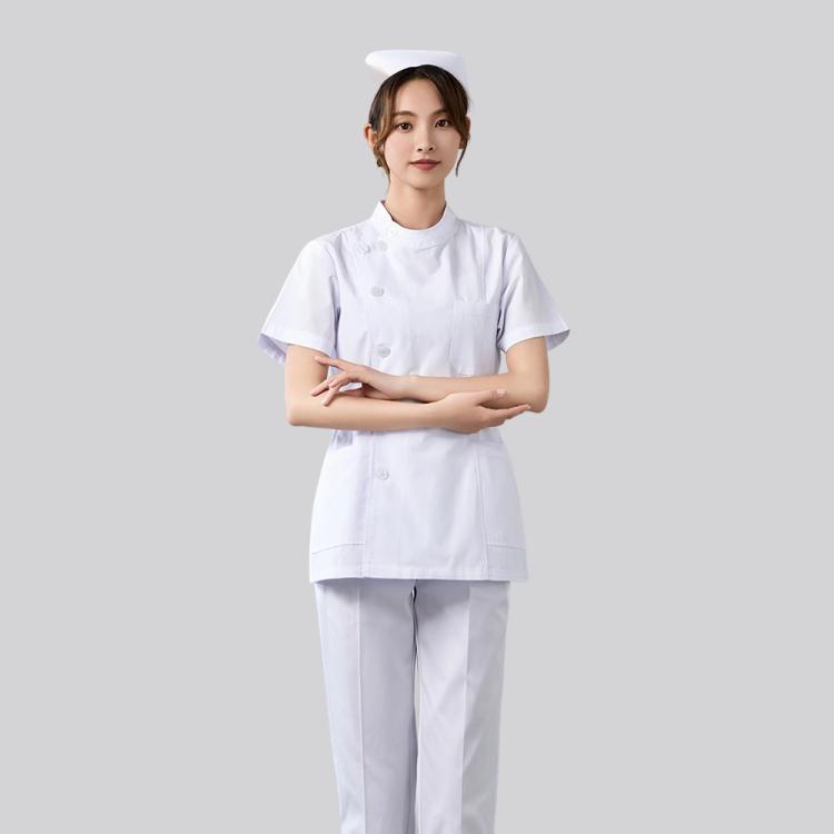 护士服分体套装 短袖女短款医护制服套装两件套工作服白大褂加工