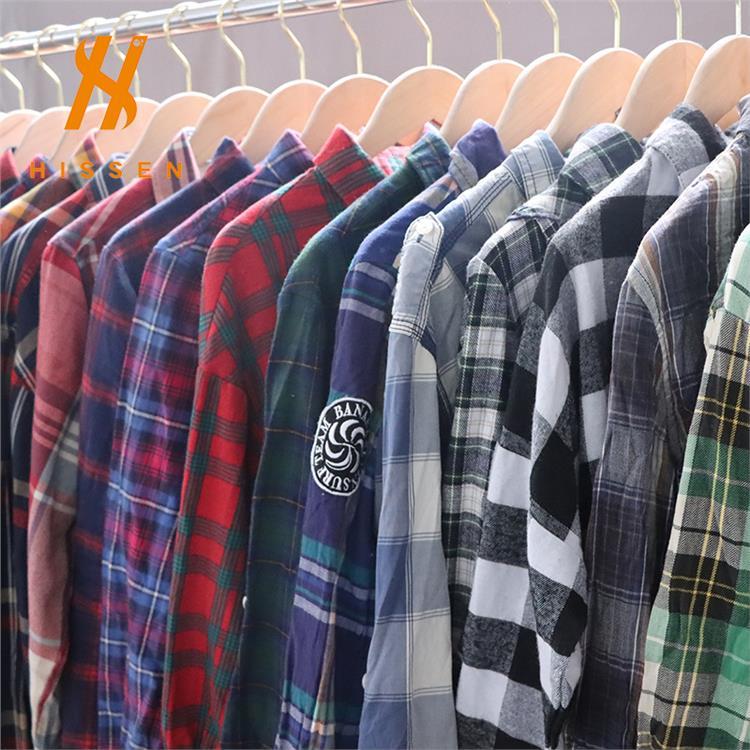 used plaid shirt二手男装格子衬衫男女款混合外贸衬衣出口中东