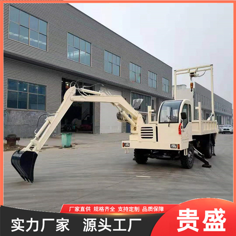 轮式龙门吊挖一体 可吊可挖 农村白事殡葬 挖土吊棺一体车 贵盛