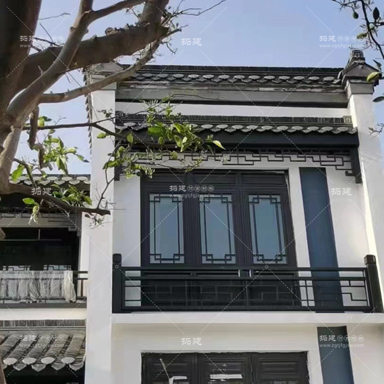 拓建艺工匠铝镁锰合金 断桥 仿古 新中式别墅 隔音中式花格门窗