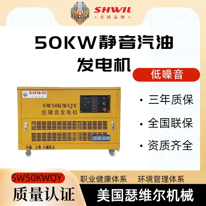 美国瑟维尔50KW静音汽油发电机 低噪音 生产厂家