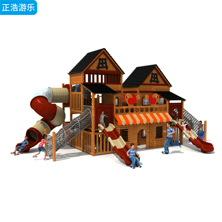 户外木质组合滑梯设备 幼儿园小区儿童木制拓展攀爬架游乐设施 正浩