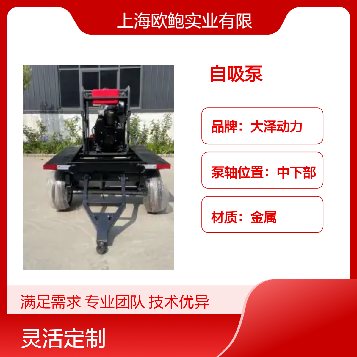 大泽动力8寸柴油自吸泵，备用流量欧鲍实业，TO80ET-LZ防洪排涝
