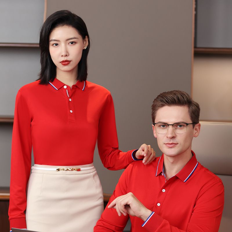 长袖翻领polo衫定制t恤企业工作服同学聚会diy广告文化衫印制logo