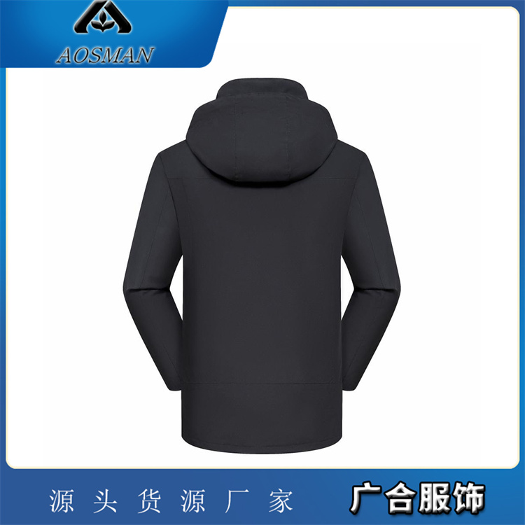 广合服饰 纯色冲锋衣 可拆卸三合一冲锋 衣 加绒加厚保暖