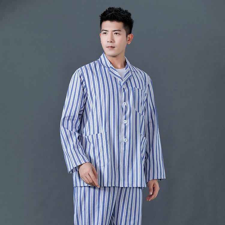 病号服蓝白条纹 纯棉医院住院病人服装 现货加工实地工厂