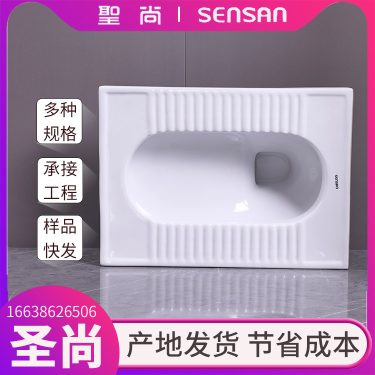 卫生间带弯管水箱蹲便器 陶瓷蹲坑 支持样品发货 聖尚