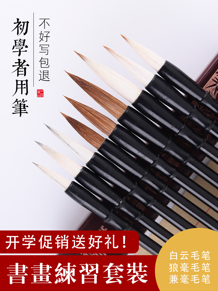 厂家批发狼毫毛笔兼毫套装初学墨汁初学者书法加墨水小学生狼毫笔