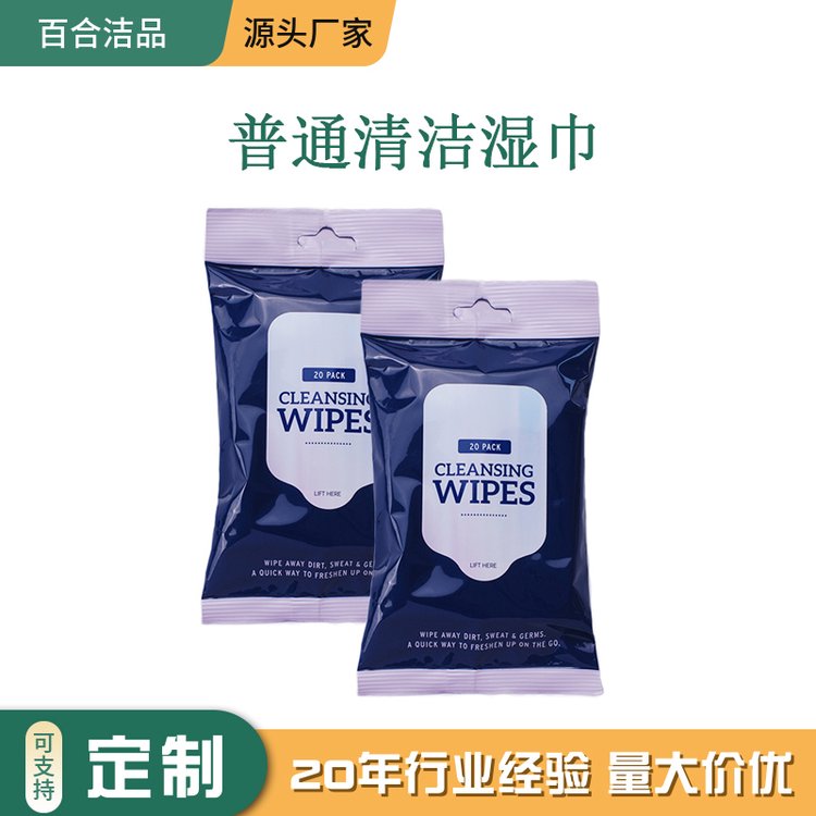 源头工厂普通擦手湿纸巾 餐饮酒店航空OEM贴牌定制20片装清洁湿巾
