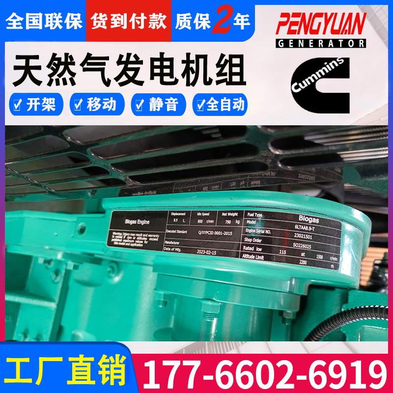 100/200/300/400/500KW天然气发电机组 燃料消耗低 性价比高