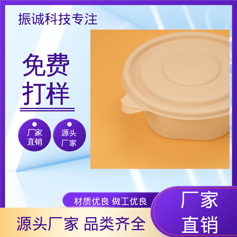 振诚科技 带盖 一次性圆碗 儿童带餐便携环保 可降解餐盒