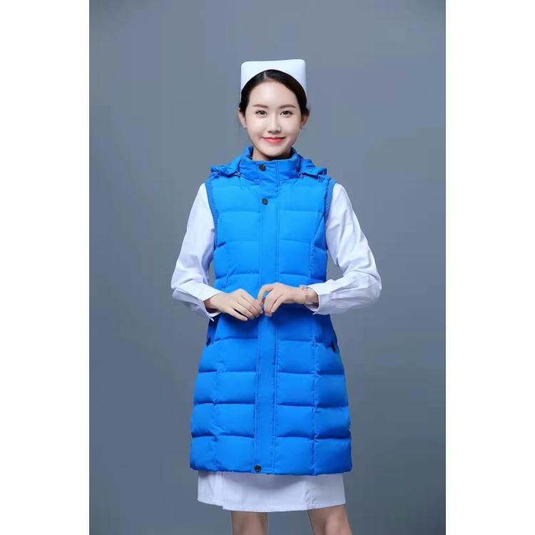 无袖棉衣外套 工作服羽绒服女冬季保暖外套 护士羽绒长款