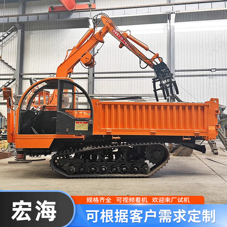 履带随车抓木机 农用抓木材运输车 抓毛竹抓甘蔗车 宏海