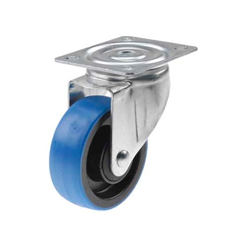 SWEDEWHEEL斯维德100mm万向平板不带刹车脚轮，4寸蓝色PU轮