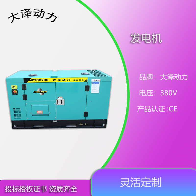 矿产和工业 大泽动力/欧鲍TO12000ET-Z箱体式100KVA柴油发电机