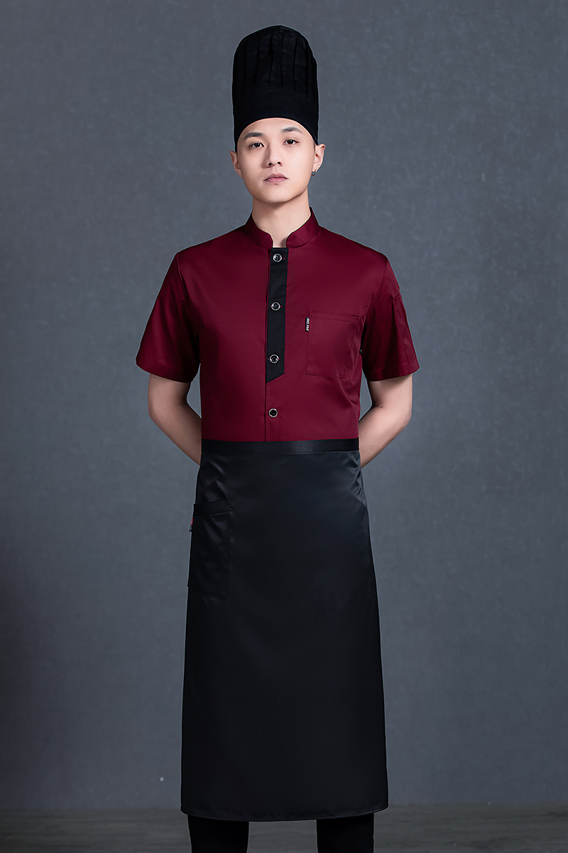 厨师工作服男短袖迎宾制服可刺绣logo烘焙餐厅酒店工装女厨师服