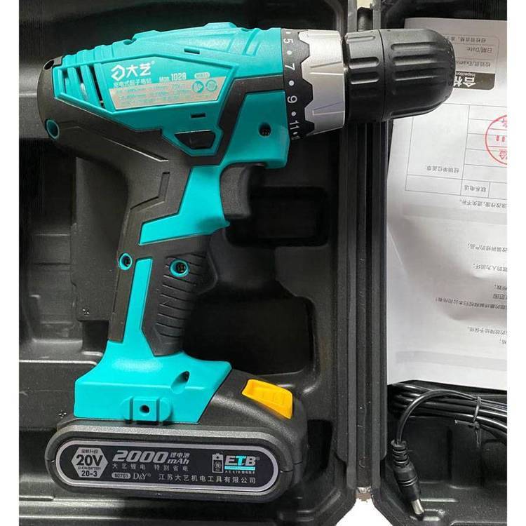 供应大艺充电钻1028电动螺丝刀，20V2000mA双电池
