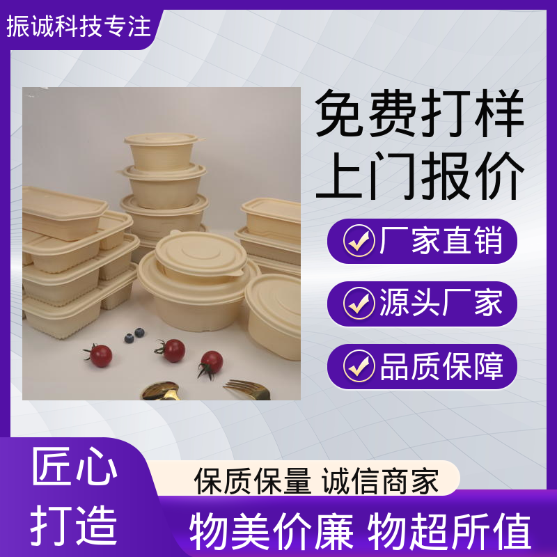 振诚科技 一次性餐盒 带盖 一荤两素套餐碗 可冷藏