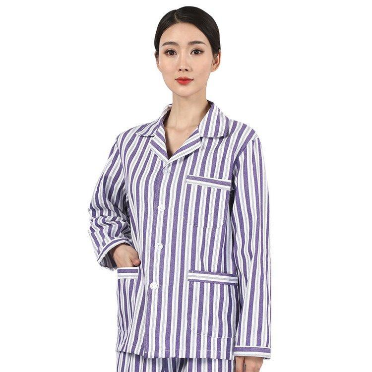 病号服厂家现货 工厂大量批发蓝白条病服 纯棉长袖病人服套装