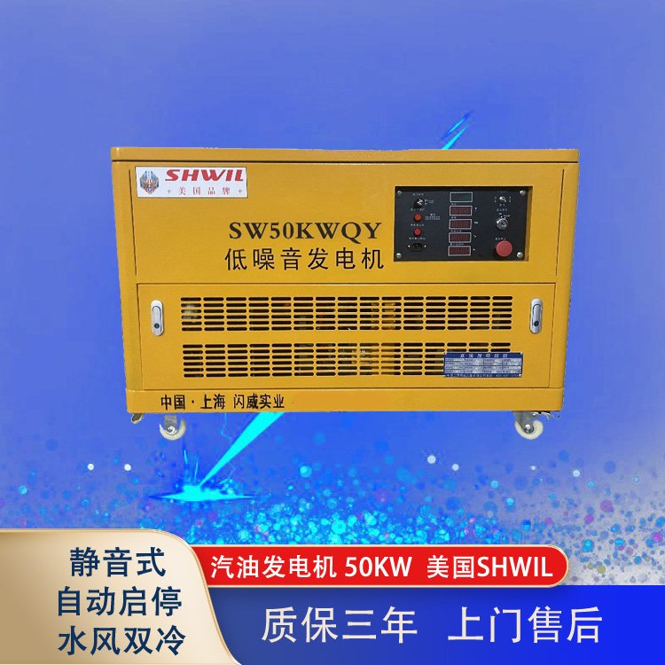 50KW汽油发电机静音式 SHWIL 冷库专用发 电启动