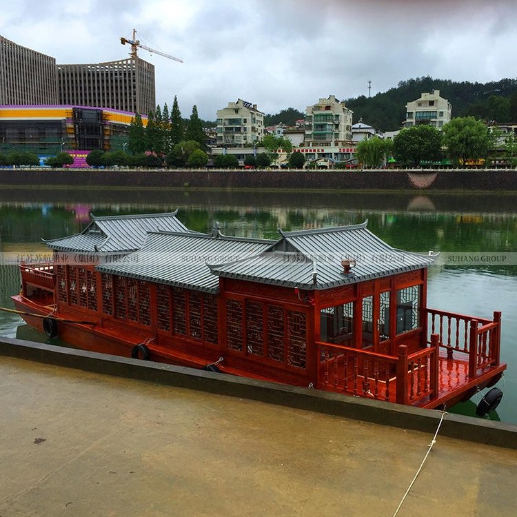 木质画舫船制作 景区观光旅游船 电动画舫木船苏航牌