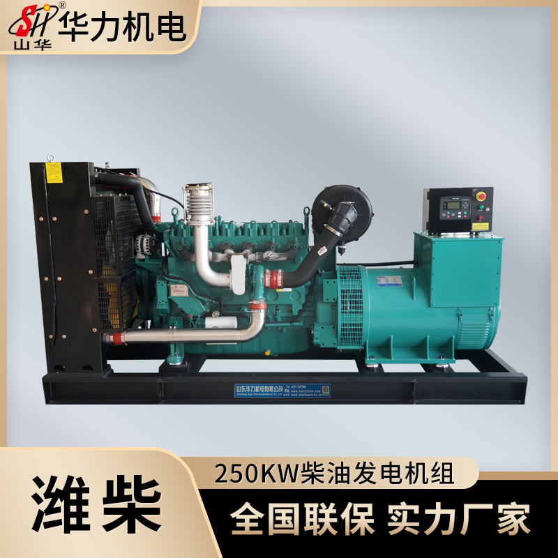 备用电源250KW发电机 潍柴动力成套柴油发电机组 全铜无刷