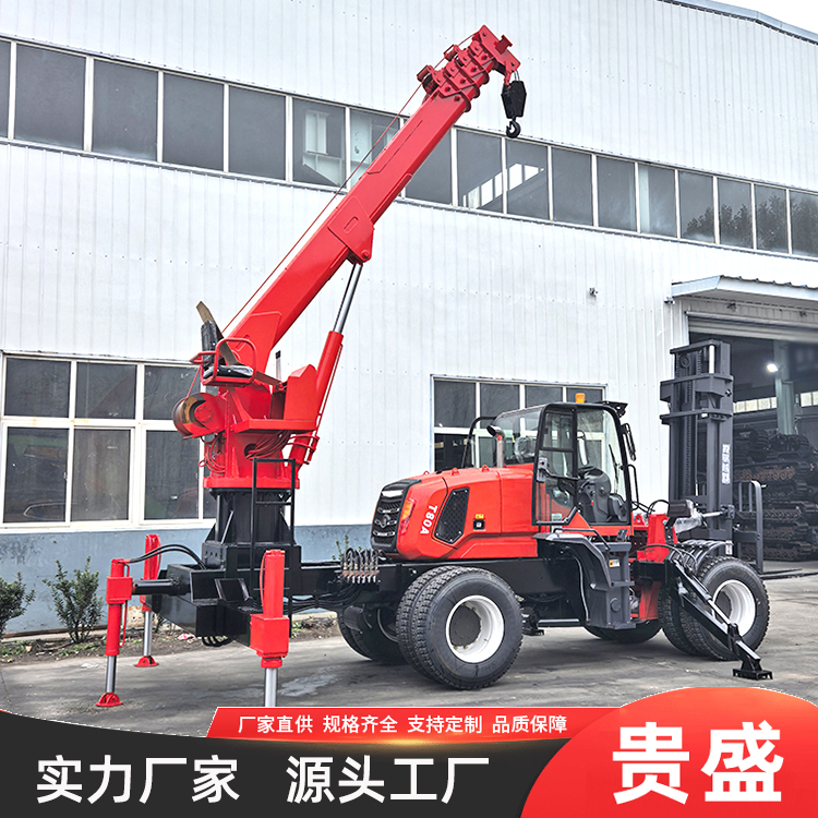 5吨8吨四驱叉车尾吊 越野叉车加装伸缩臂起重机 搬运升降吊 贵盛