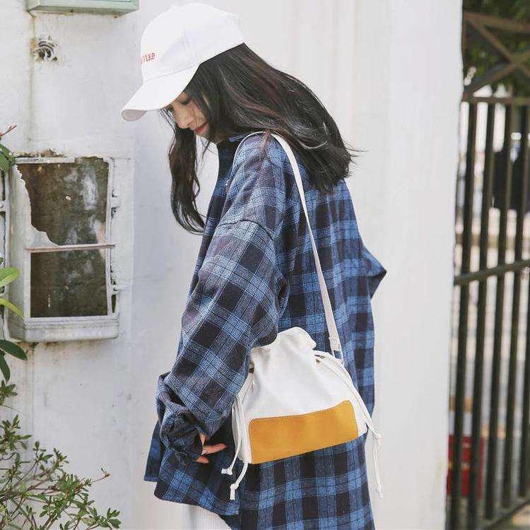 富源帆布袋森女ins超火帆布文艺学生单肩包少女小清新森女系撞色斜挎包工厂定制