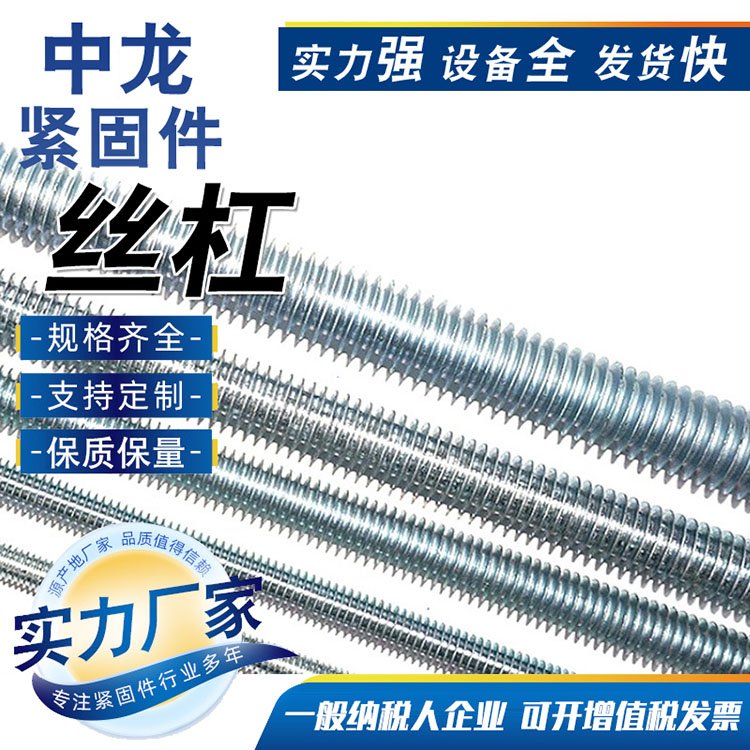 中龙 热镀锌丝杠 3米碳钢全通丝螺杆 全牙螺纹丝杆 全扣丝牙条