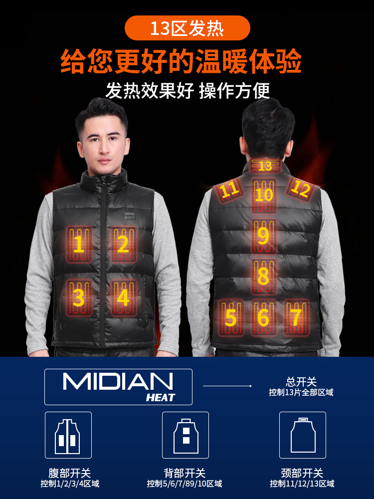 冬季智能电热背心衣服自发热马甲全身充电男女保暖马夹加热羽绒服