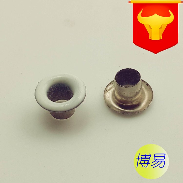 博易 六角平面英文鞋眼扣伞面蛋形鞋眼鸡眼扣气眼喷漆奶白