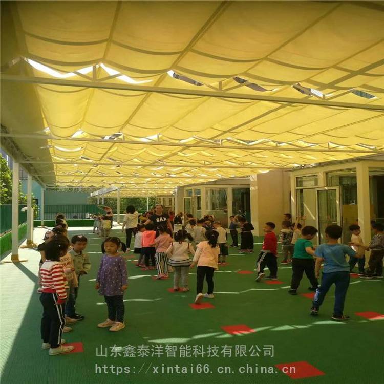 幼儿园户外活动场天棚帘 学校操场电动遮阳帘 量身定做厂家鑫泰洋