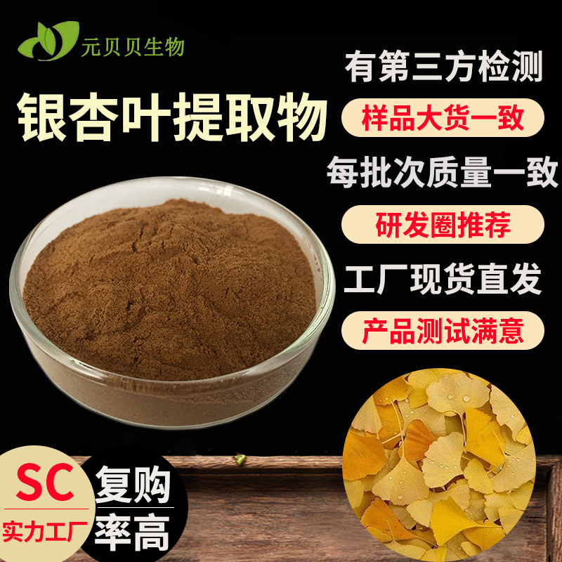 行业精选工厂银杏黄酮24%内酯6%现货原料散装批发银杏叶提取物