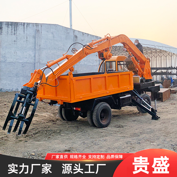 随车抓木机运输车 抓斗式木材运输农用车 四驱抓毛竹自卸车 贵盛