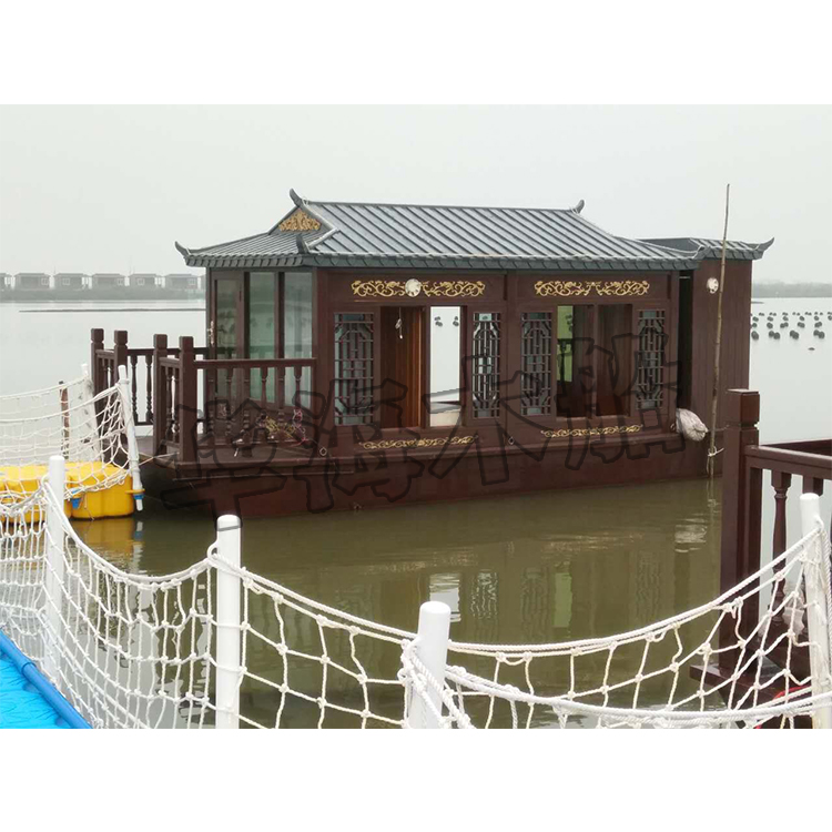 华海大型海盗木船 餐饮电动游船 观光画舫船６-８人的休闲船