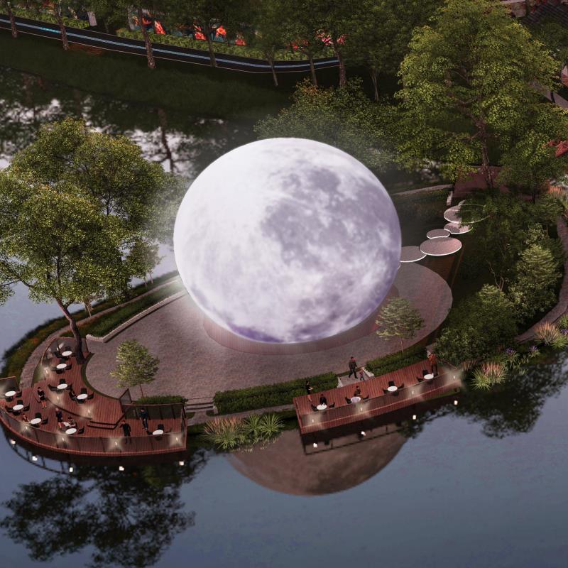 超级巨大型月球灯 景观星球灯 浮雕肌理 可定制1-20米任意色防水耐用