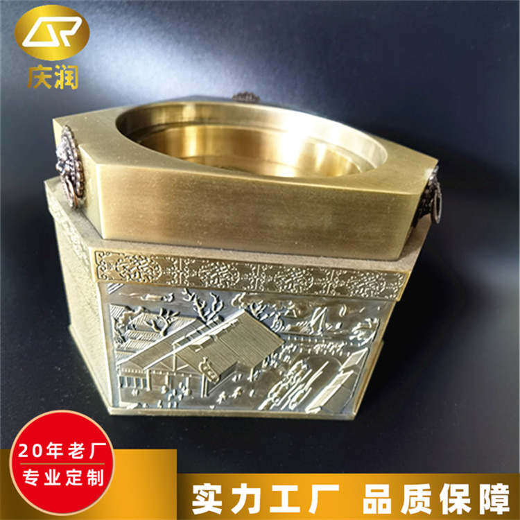 复古全铜烟盅摆件 客厅餐厅办公室锌合金烟灰缸 庆润