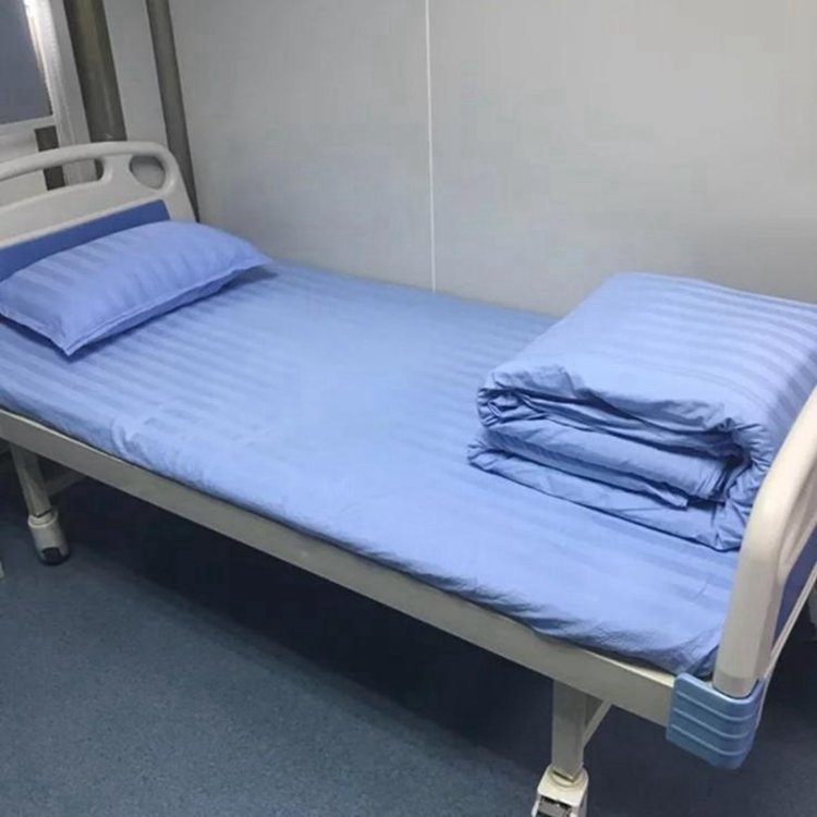 医院涤棉蓝白条三件套 全棉医用床单被罩生产商 可定制 洁莱尔