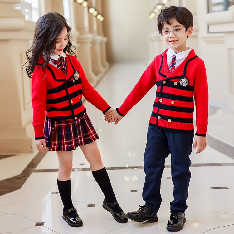 新款幼儿园园服秋季针织休闲套装定制 小学校服定做