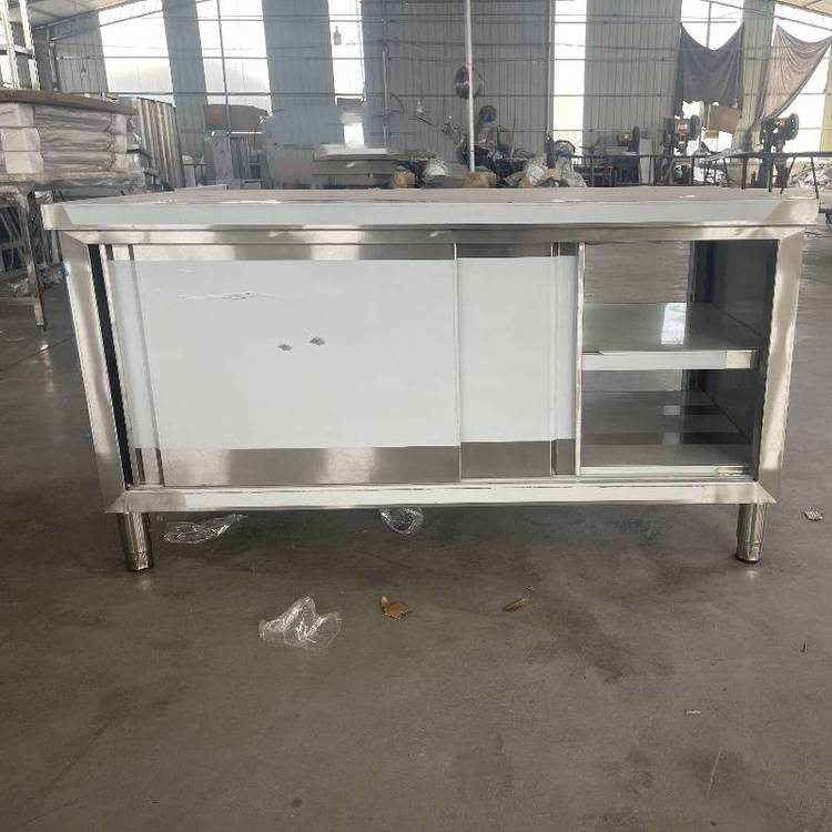 不锈钢打荷台单通拉门工作台一体式餐盘架厨房食堂备餐台支持定制