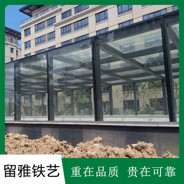 玻璃雨棚 停车场出入口用 地下商业街钢结构顶棚 专业安装 可定制