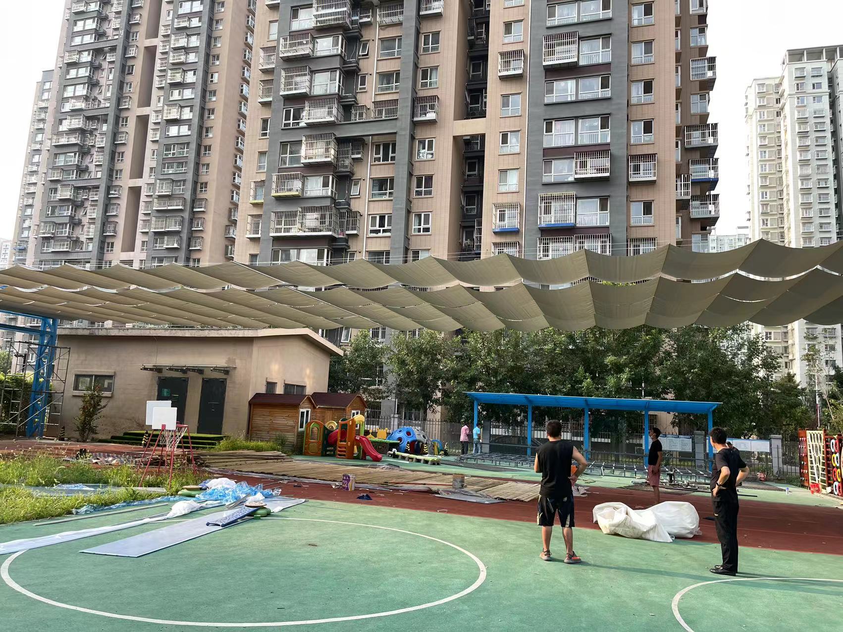 FCS电动天棚帘 幼儿园操场遮阳帘 工厂送货 可按需定制
