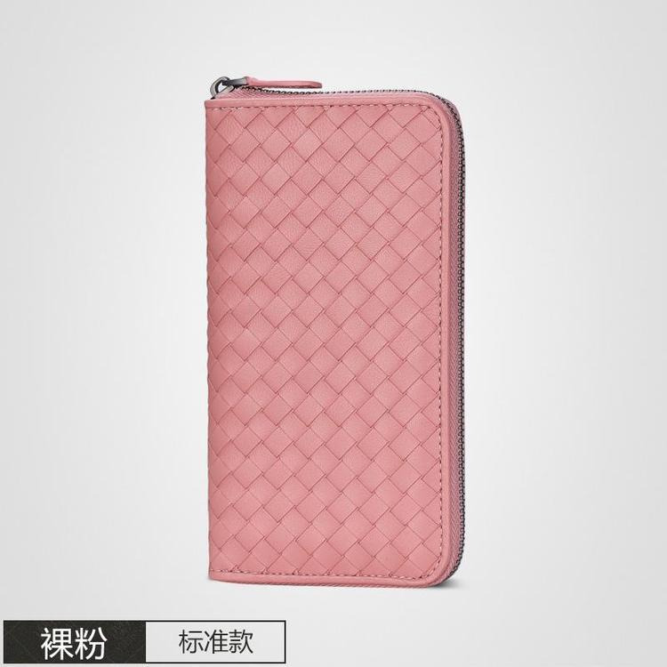 2020新款编织女士钱包休闲拉链手包时尚长款羊皮创意大容量多卡位厂家直销