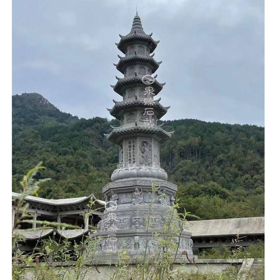 四祖本焕舍利塔石雕 五层文笔塔 大型祖师塔 雄伟庄严