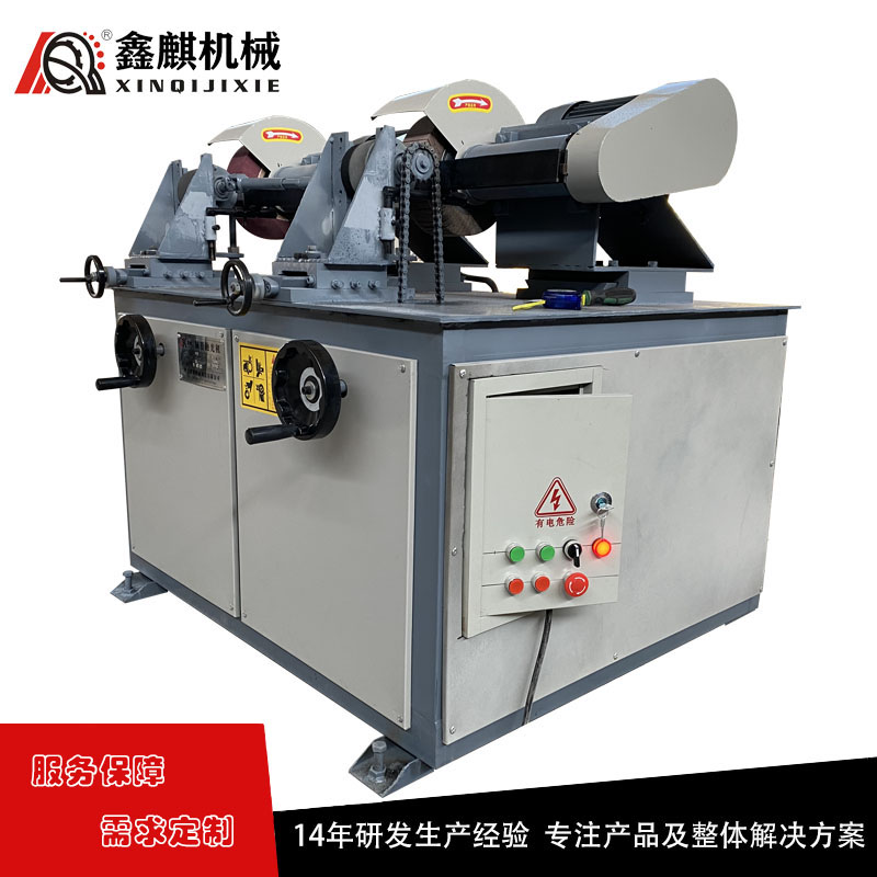 鑫麒 两工位圆管抛光机 自动小型钢管除锈机 不锈钢管拉丝外圆研磨机
