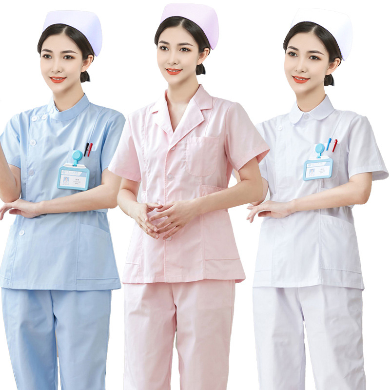 博尔雅护士服女款短袖分体套装口腔牙科护士工作服夏季薄偏襟立领