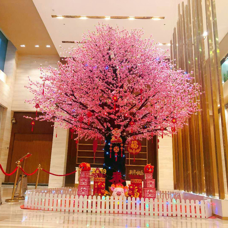 新年仿真桃花树大型仿真植物假桃树人造许愿树场地布置道具装饰树