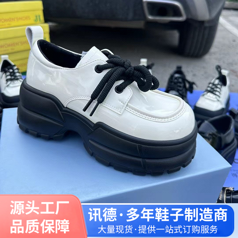 外贸处理鞋批发 厚底增高小皮鞋 韩系百搭耐穿耐磨鞋子女